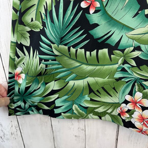 VTG Hilo Hattie Green Tropical Orchid Midi Muumuu Dress Hawaii USA Size Large - Picture 5 of 11